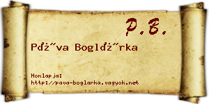 Páva Boglárka névjegykártya