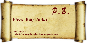 Páva Boglárka névjegykártya